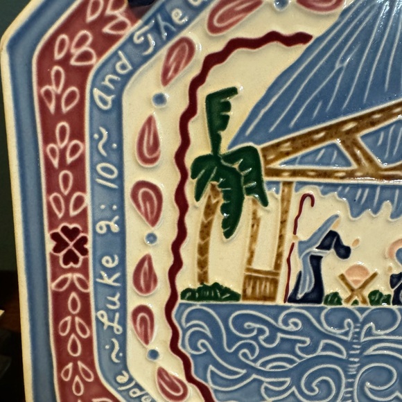 Vintage J Duban Designs Hanging Ceramic Nativity Tile Handcrafted Luke 2:10 - Picture 3 of 7